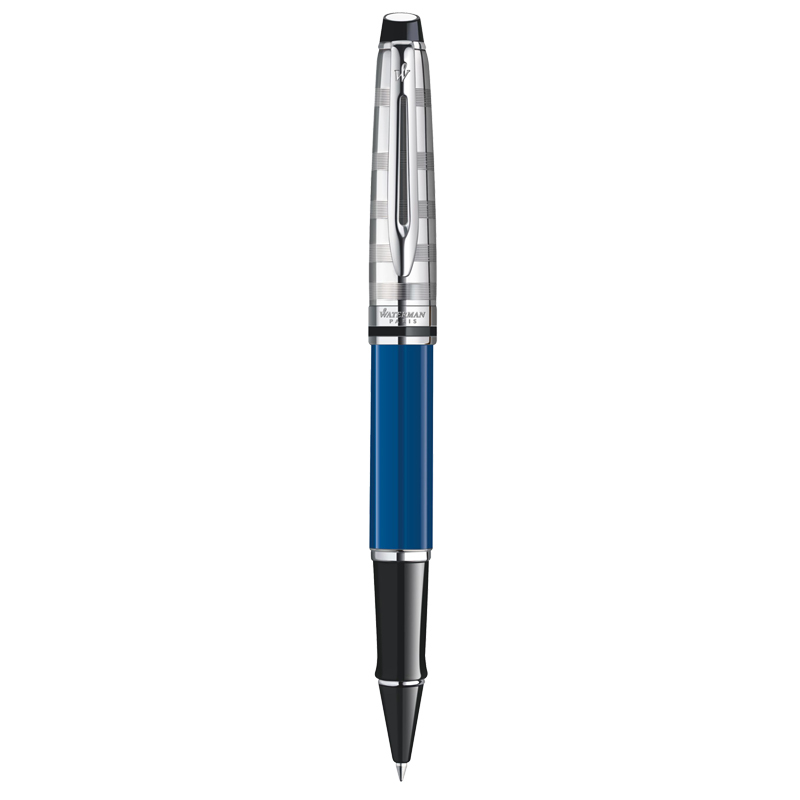 威迪文(WATERMAN)EXPERT系列 时尚蓝色白夹签字笔/宝珠笔