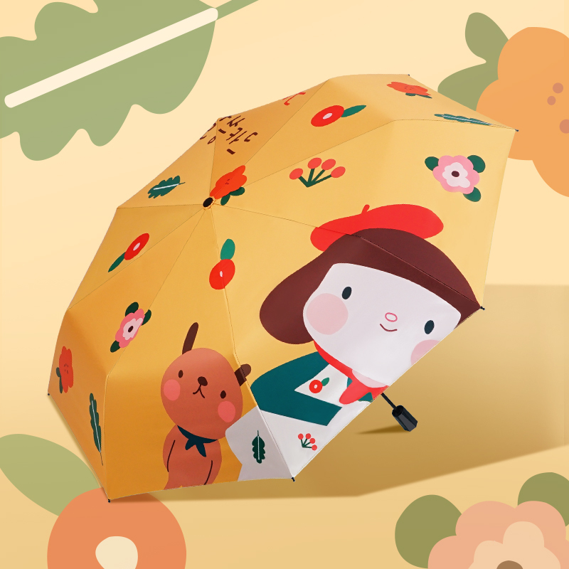 红叶三折内翻半夏时光伞 折叠雨伞ins小清新学生防晒遮阳伞防紫外线太阳伞晴雨两用 颜色随机-3198!高清大图