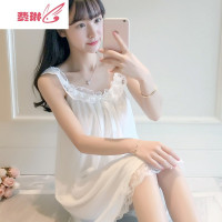 睡衣女夏季薄款蕾丝公主服带胸垫 费琳