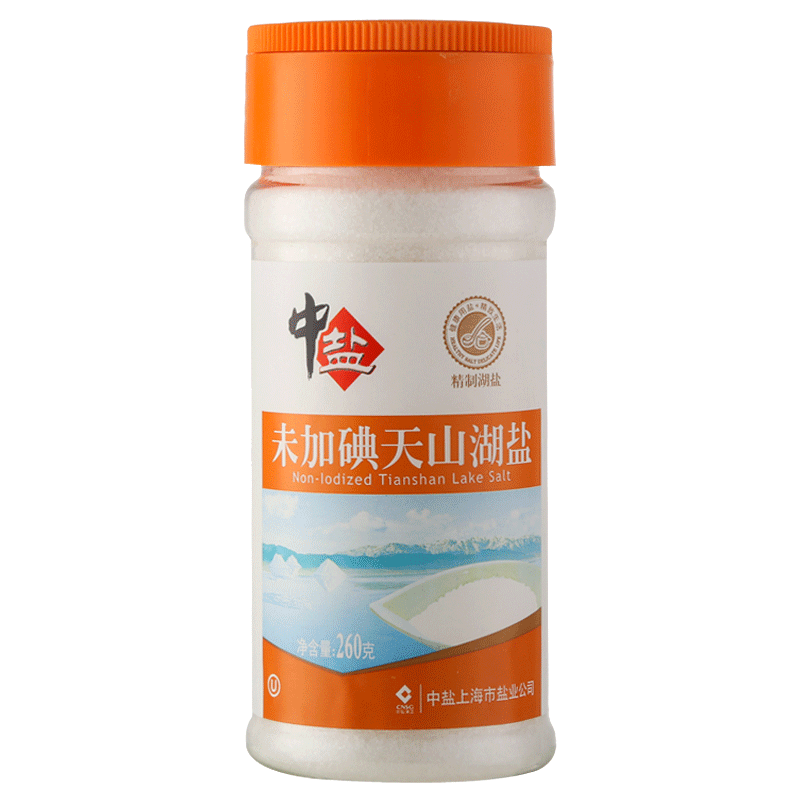 中盐 未加碘天山湖盐 260g/瓶 厨房调味 食用盐