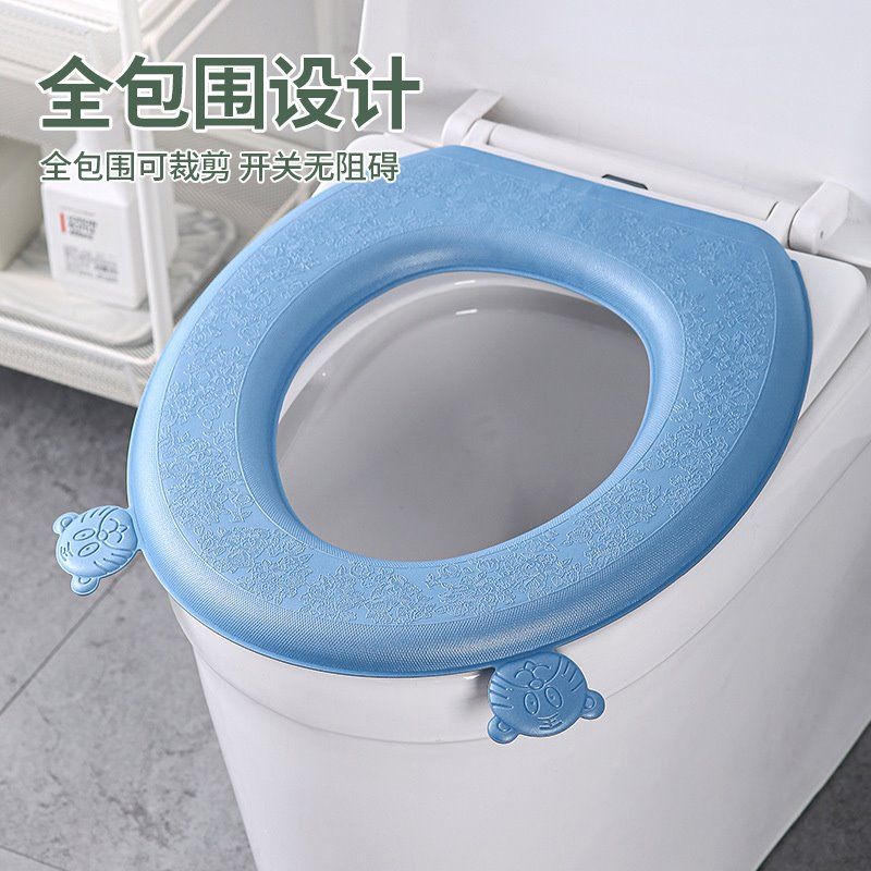 四季通用防水马桶坐垫夏天夏季家用厕所泡沫圈坐便套垫可水洗可擦-【1个装】灰色;双提手更卫生高清大图