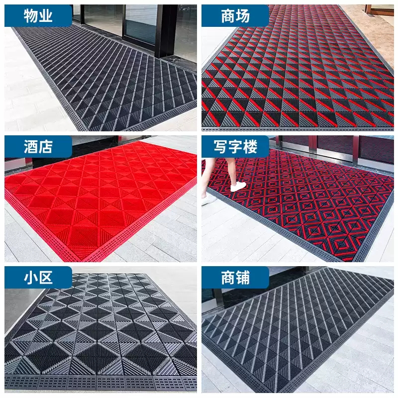 易企采 三刷灰色 商用门口地垫户外脚踏垫防滑垫耐磨脚垫地毯蹭土垫门厅蹭脚垫 单位:平方高清大图