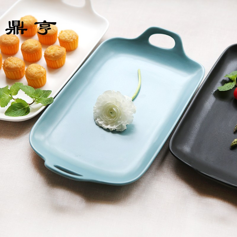 鼎亨日式陶瓷西餐盘牛排盘子创意早餐盘饭盘菜盘方盘家用盘子