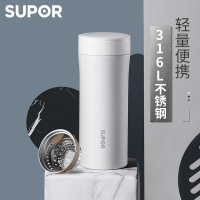 苏泊尔(SUPOR)保温杯380ml大容量男士高档商务泡茶便携学生水杯子 316L不锈钢 双层真空保温 KC38GB10