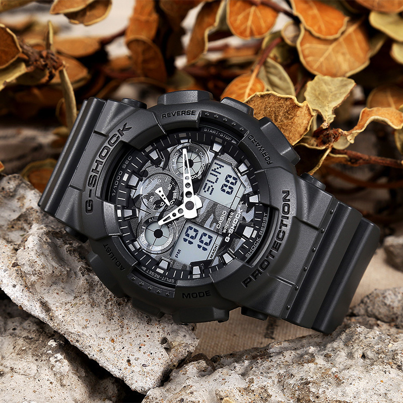 卡西欧(CASIO)G-SHOCK系列男士手表 日韩品牌自动背光迷彩风限量大表盘时尚电子双显防水男表