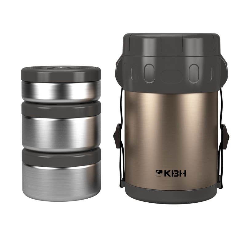 康巴赫（KBH）保温饭盒 304不锈钢 真空隔热 三层分装高清大图