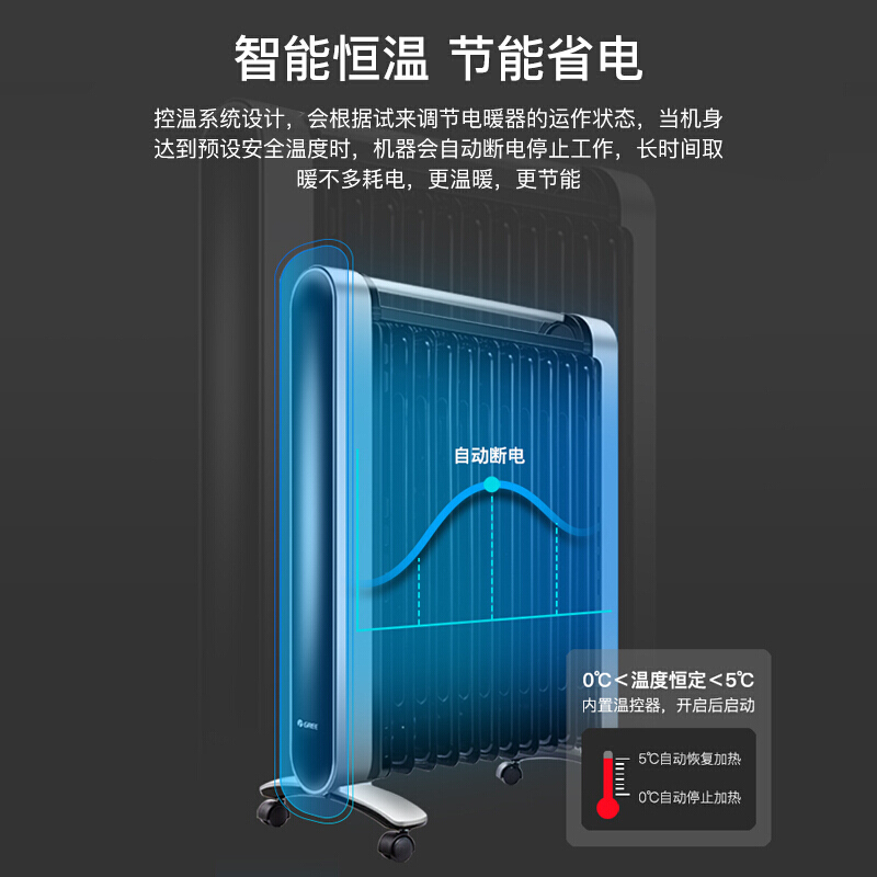 格力(GREE)油汀取暖器电暖气电油汀暖风家用浴室办公室烤火炉暖气片遥控WIFI 13片 NDY16-X6026B