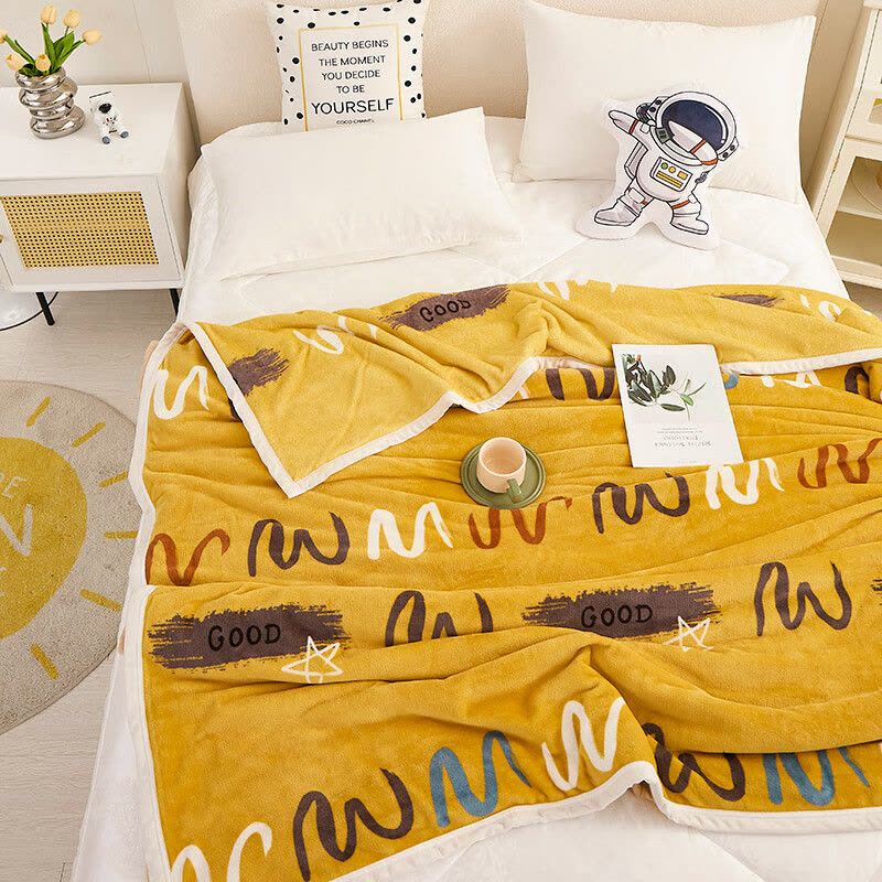 约克罗兰 舒适加厚绒毛毯 四季通用午睡毯YKT4306 曲线 180*200cm图片