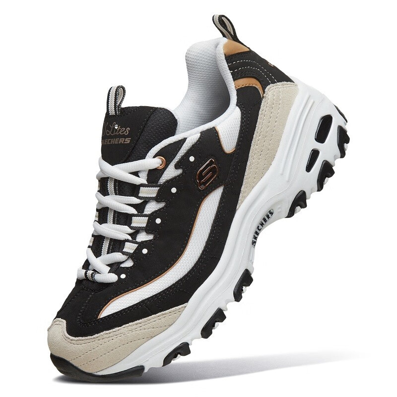 skechers斯凯奇男款情侣鞋熊猫鞋金属风老爹鞋运动鞋666114bkgd666114