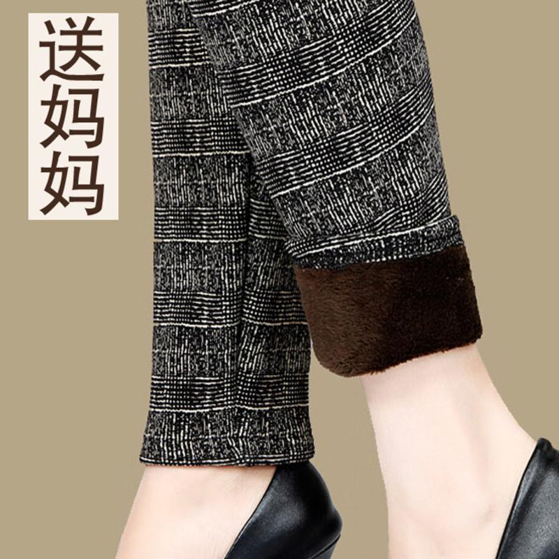 [加绒]百搭系-暗格 170/大码(110-130斤) 中年妈妈加绒裤女外穿加厚棉裤冬裤高腰中老年打底裤外裤保暖裤子