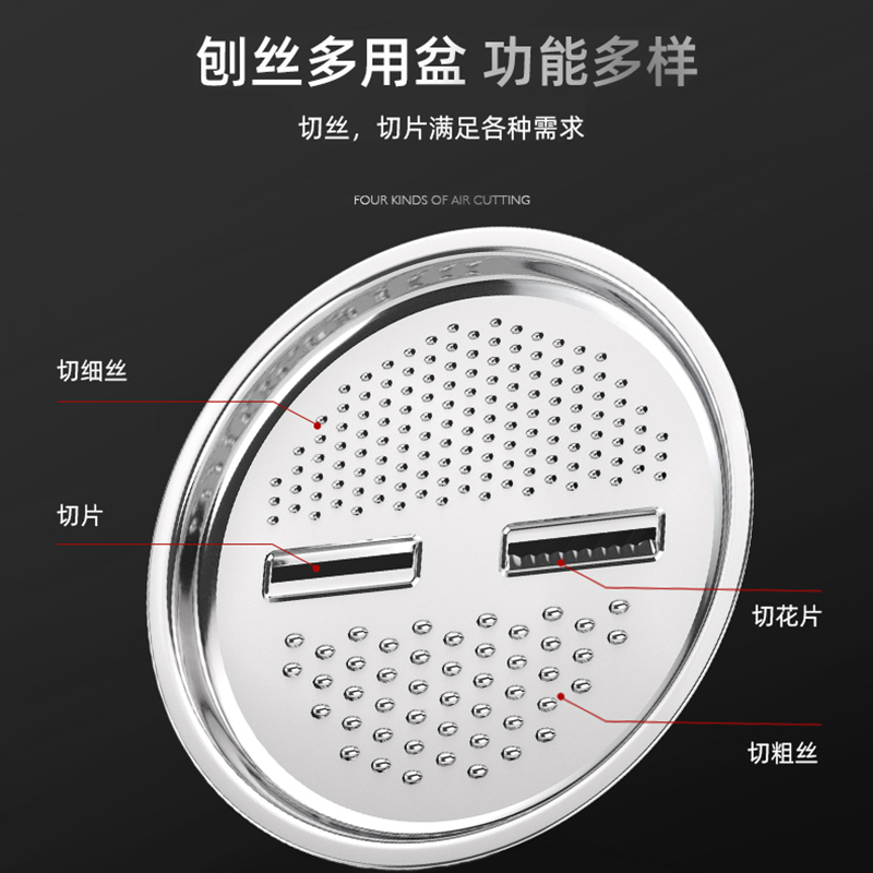 龙的(longde)厨房三宝不锈钢切菜神器家用土豆丝切丝器刨丝器切片器加厚揉面盆双层水果洗菜沥水篮 LD-CJ892-3高清大图