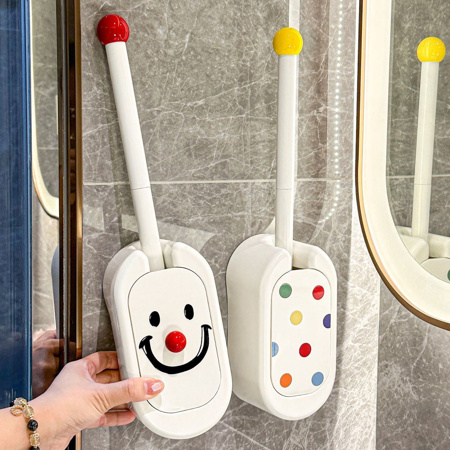 免打孔壁挂马桶刷卫生间可挂墙无死角清洁长柄刷创意图案马桶刷