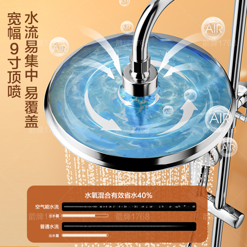 箭牌卫浴增压淋浴花洒喷头浴室顶喷头AE5003洗澡淋雨大出水单头莲蓬头配件高清大图
