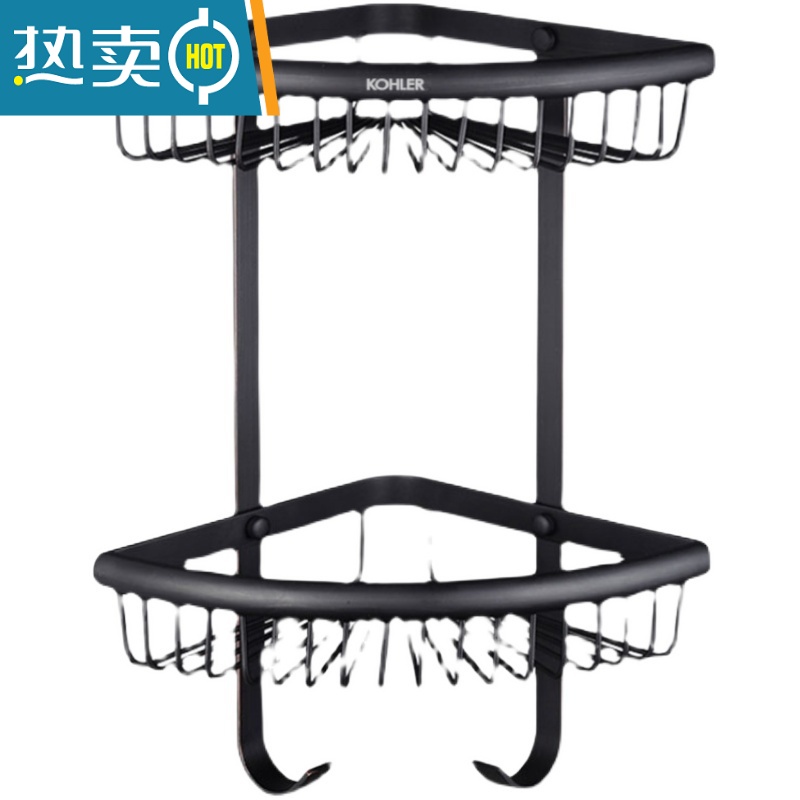 敬平浴室全铜实心免打孔三角篮转角淋浴房壁挂式卫生间置物架浴室角架 全铜亮色扇形单层三角 可打孔或免打孔浴室置物架高清大图