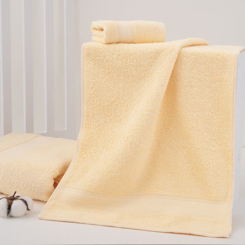 天山柔 33*74cm 110g 纯棉中国风 毛巾 (计价单位:条) 浅黄色高清大图