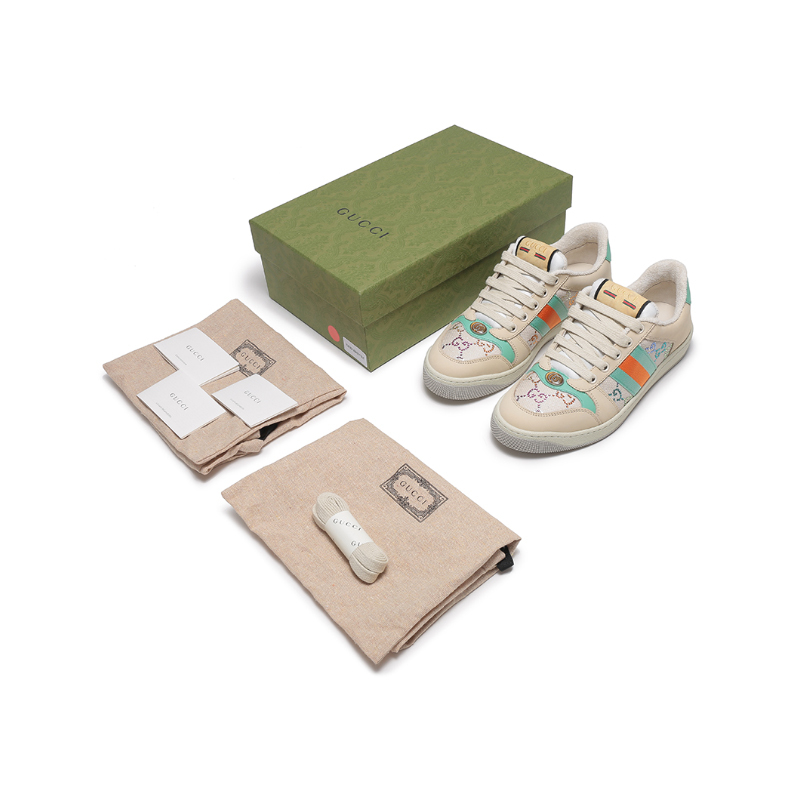古驰gucci女士screener系列织物配皮系带休闲运动鞋板鞋732193fabh2