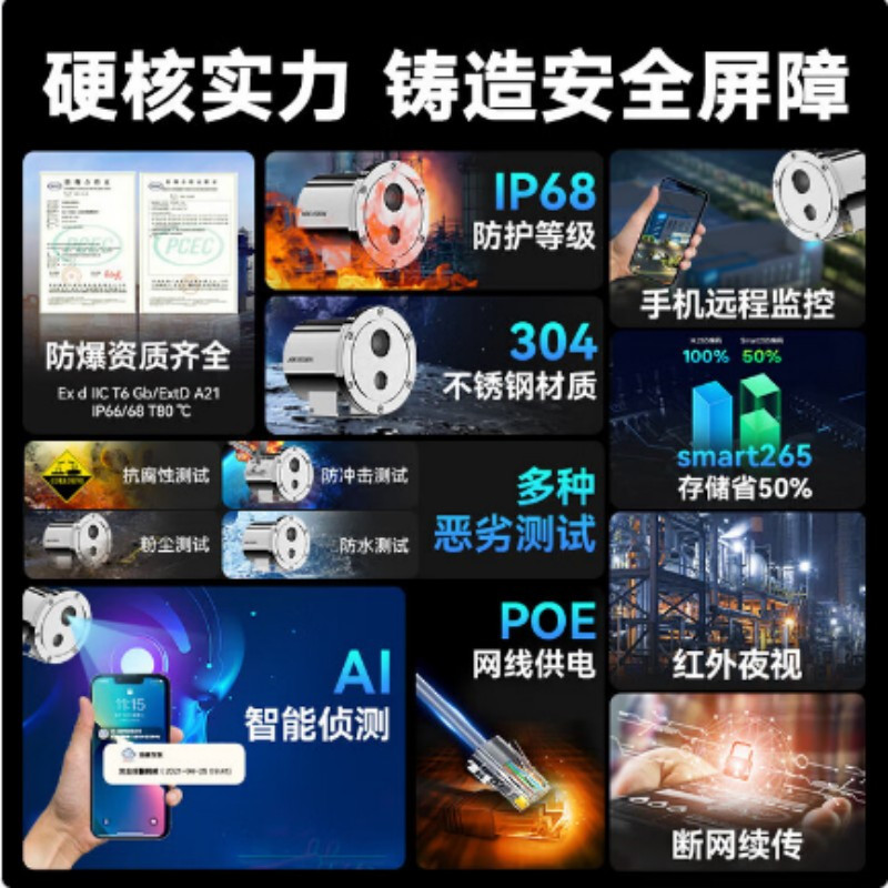 海康威视(HIKVISION) 防爆摄像头 防爆球机监控摄像头poe供电光学变焦摄像机DS-2XE6040SH-HJS