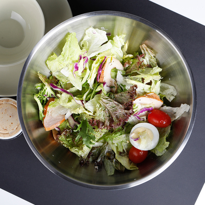 苏宁极物 304不锈钢沙拉碗家用双层隔热防烫儿童学生成人米饭碗小碗防摔食堂餐具高清大图