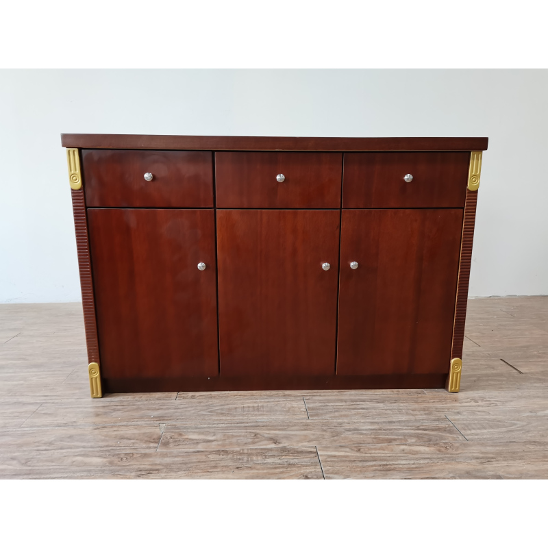 楚昌实木贴木皮胡桃木色三门茶水柜jcjjcsg01规格1200760450