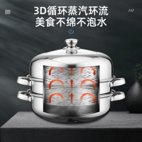乐厨贺鲤 加厚不锈钢锅蒸锅套装 双层三层多用蒸汤锅蒸火锅28CM