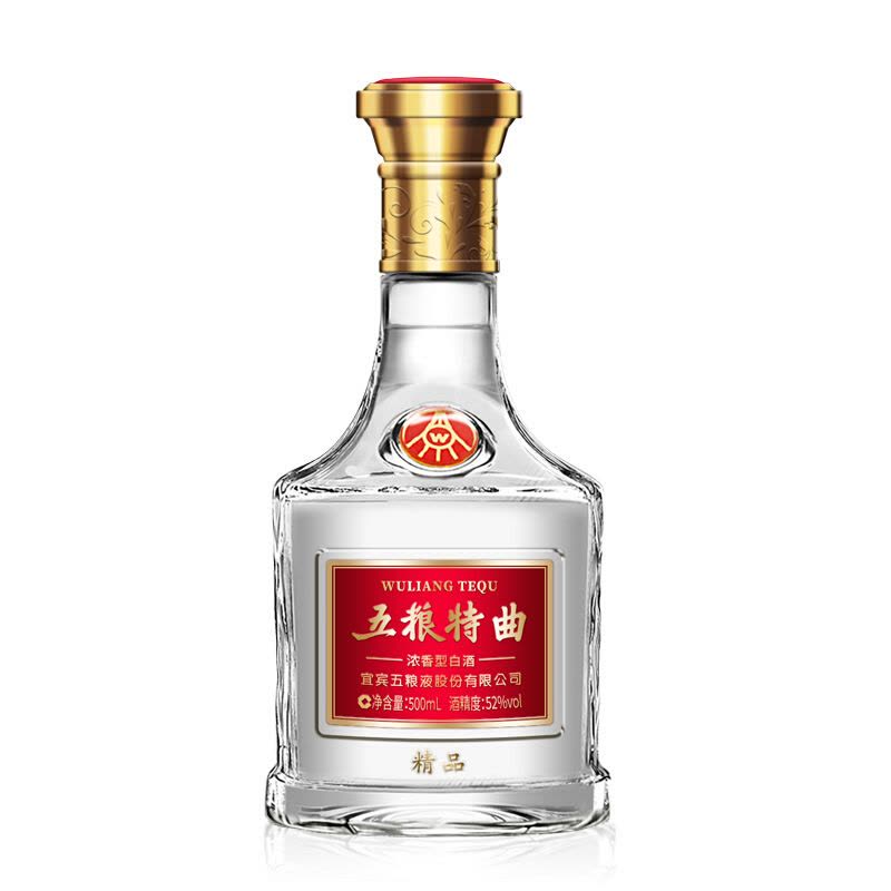 五粮液股份五粮特曲精品浓香型白酒52度500ml*6 整箱装【价格图片品牌