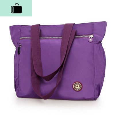 韩版新款尼龙防水布包帆布包牛津布轻便女中老年大容量旅行购物袋NEW LAKE女士单肩包 紫色