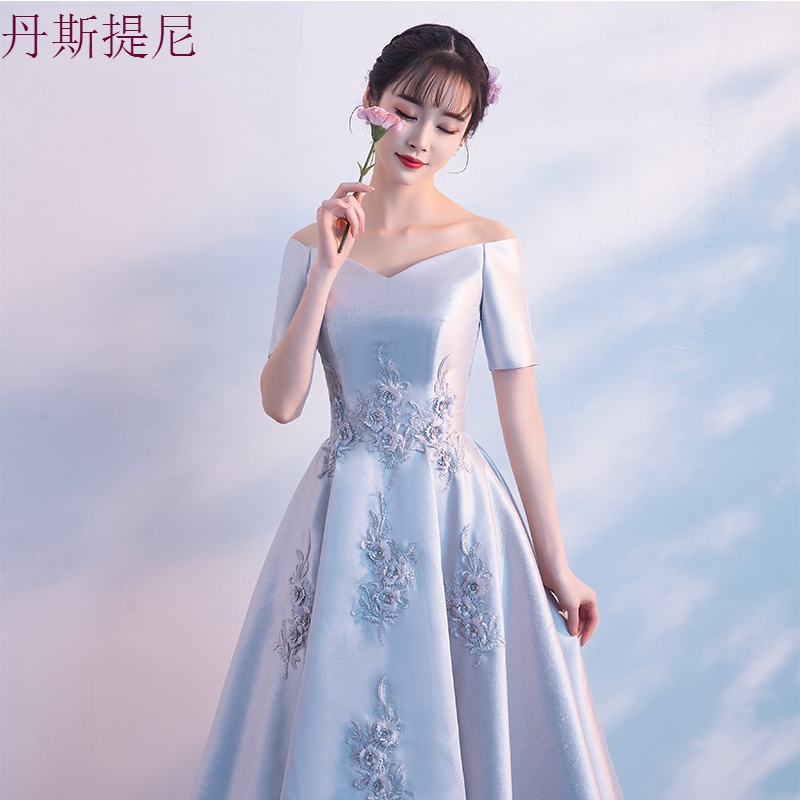 伴娘礼服2018新款韩式灰色姐妹裙伴娘团中长款显瘦连衣裙小礼服夏
