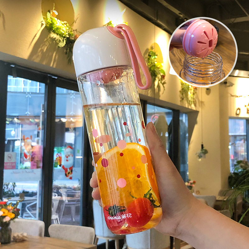 茶花水杯清新森系可爱儿童学生防摔tritan运动水杯男女塑料杯大容量便携随手杯