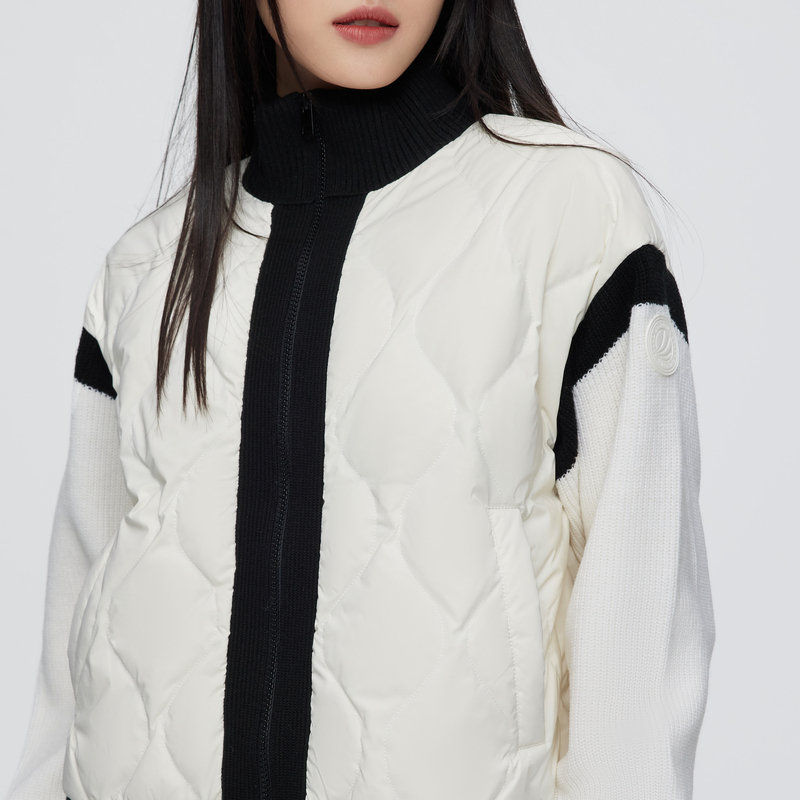波司登2022新款女士鹅绒立领拼接针织轻薄羽绒服