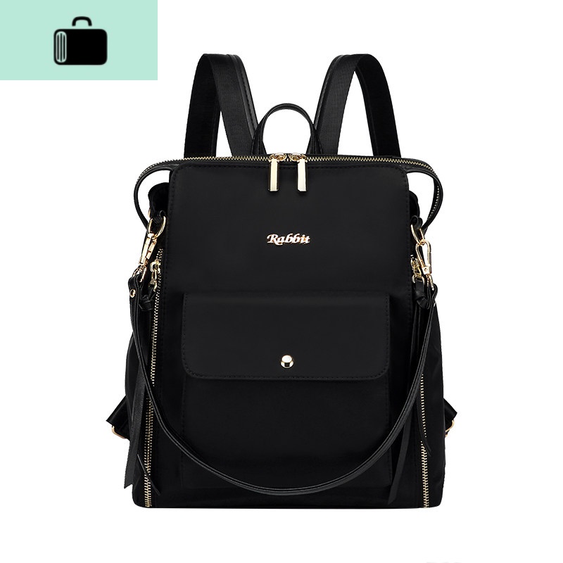 牛津布双肩包女韩版包包时尚百搭妈咪背包校园学生书包潮NEW LAKE 黑色 黑色