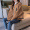 唐狮冬季外套女宽松菱形格棒球服外套短款小众设计感潮