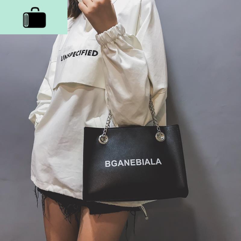 包包女2019新款潮简约大气手提包韩版百搭斜挎包大容量单肩链条包NEWLAKE高清大图