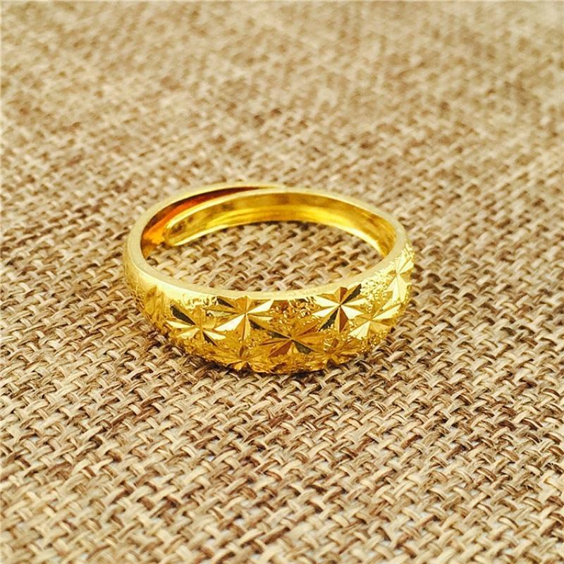越南沙金镀金女士可节戒子情侣对戒结婚饰品仿黄金男士戒指送女朋友老婆生日礼物送女朋友七夕情人节礼物