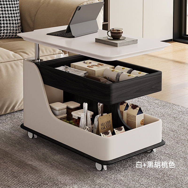 茶几小户型可移动沙发边几小推车岩板多功能升降实木创意客厅家用小茶几边几