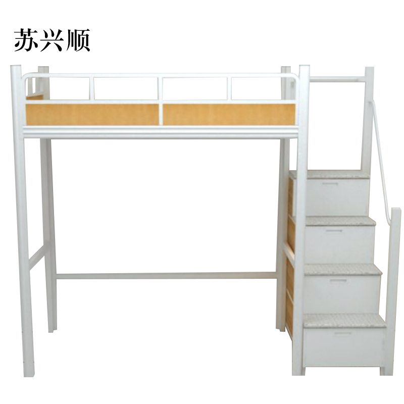 苏兴顺中上走梯铁床宿舍寝室单人位高架床2600*900*2100mmA款[工厂现做 7天内发货]高清大图
