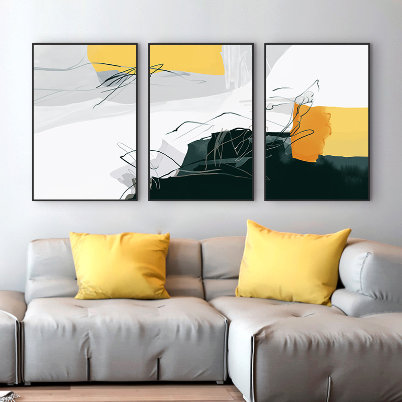 客厅装饰画现代简约ciaa轻奢挂画北欧沙发背景墙三联壁画抽