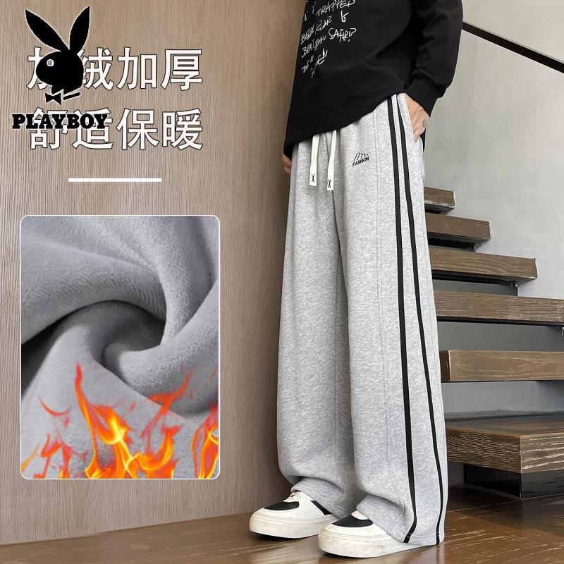 花花公子新款高品质摇粒绒加绒加厚卫裤裤子男士学生青少年卫裤_747_854高清大图