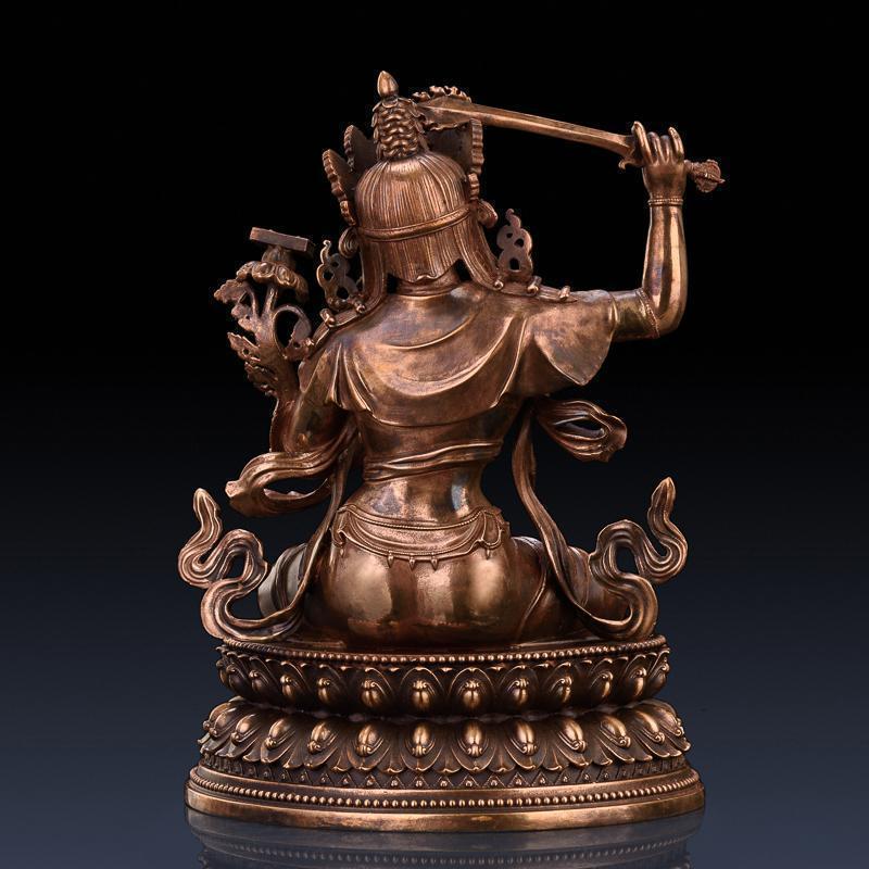 家柏饰(CORATED)文殊普萨佛像 紫铜文殊菩萨摆件藏传密宗小佛像家用供奉