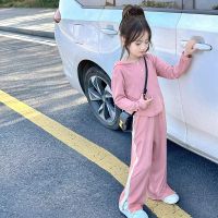 女童秋款套装新款韩系童装连帽衫休闲阔腿裤运动秋季两件套潮