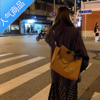 封后黑哥同款秋冬磨砂加拉链复古超大容量手提包单肩斜挎大包2022新款女包
