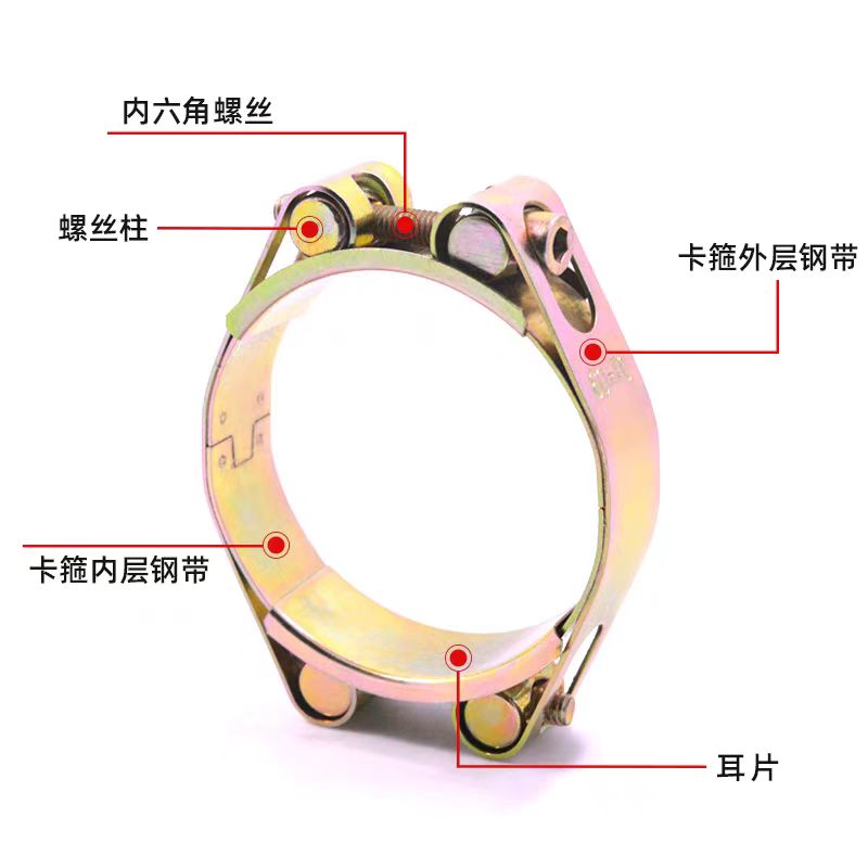 中锦科技 镀锌双头强力喉箍卡箍直径140-150mm [带宽24mm]个高清大图