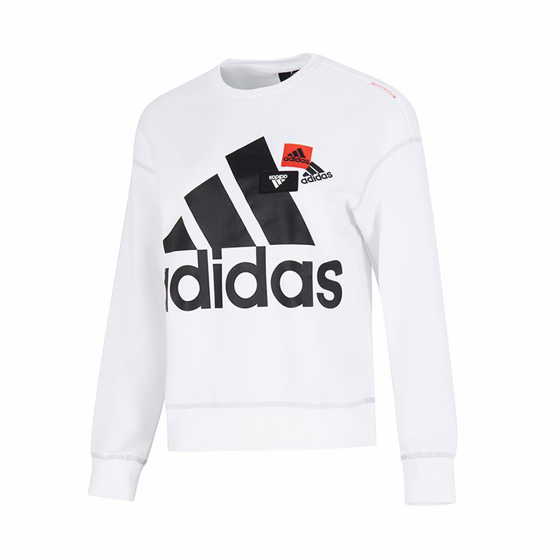 adidas Brd Swt Oct 运动休闲Logo圆领套头衫长袖卫衣 女款 白色 HM5298