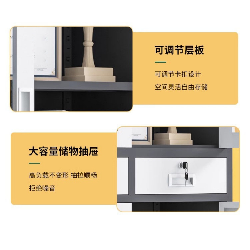 景福达套色衣柜灰白四门90*45*185cm台高清大图