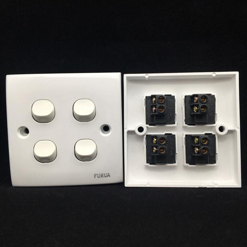一位单控开关一个装福华老式86型四位开关家用指甲型四开单控开关4位