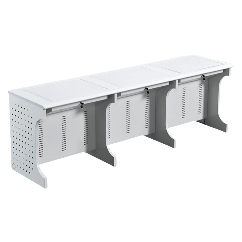 珂洋 翻转电脑桌 三人位灰白色 张高清大图