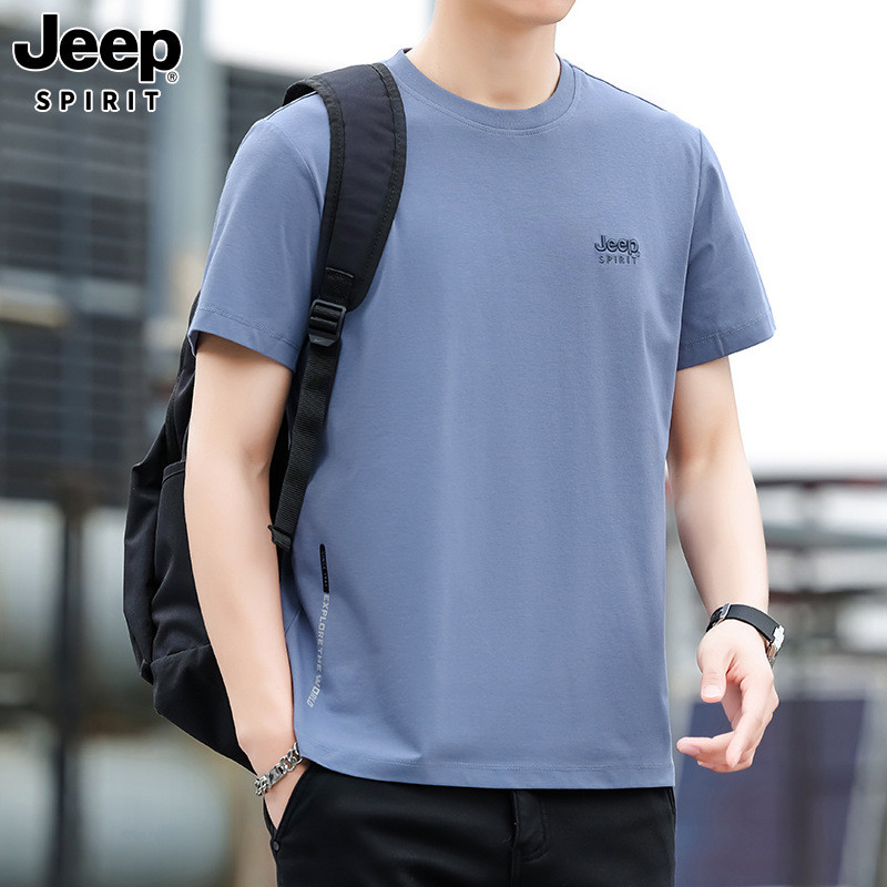 JEEP SPIRIT吉普男士T恤刺绣圆领短袖宽松潮流印花上衣高清大图