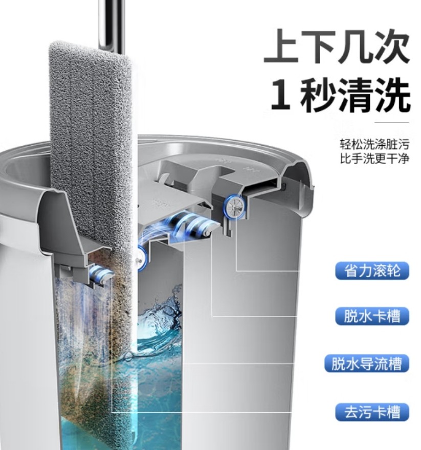 五月花 刮刮桶免手洗平板拖把配件 干湿两用拖布 家用墩布网红懒人地拖 配布2块高清大图