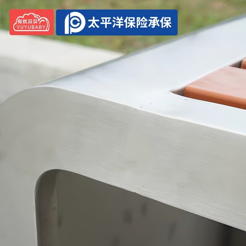 有优贝贝户外游乐设施公园长庭院塑木菠萝格不锈钢铁艺焊接150*40*45cm高清大图