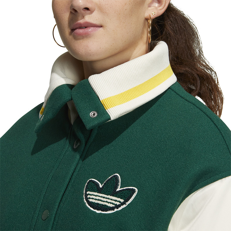 adidasoriginals白绿拼接休闲外套夹克女款绿色hy4184