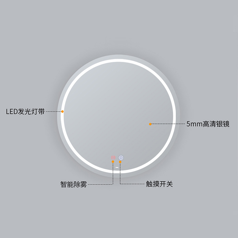 雷士照明nvc智能浴室镜卫生间洗手间触摸屏灯防雾洗手台圆形智能镜子高清大图